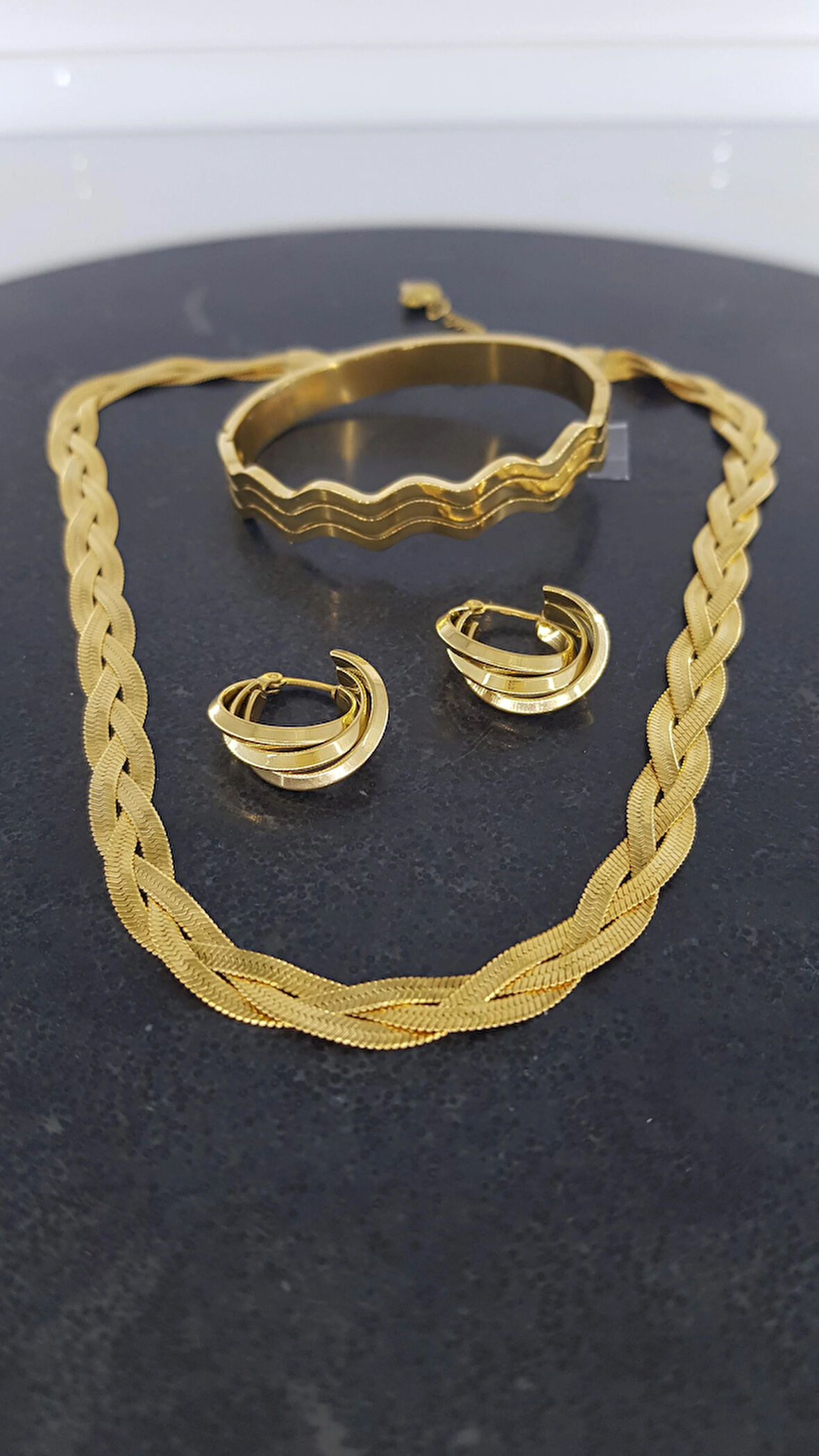 Dalga Gold Çelik Takı Seti 351