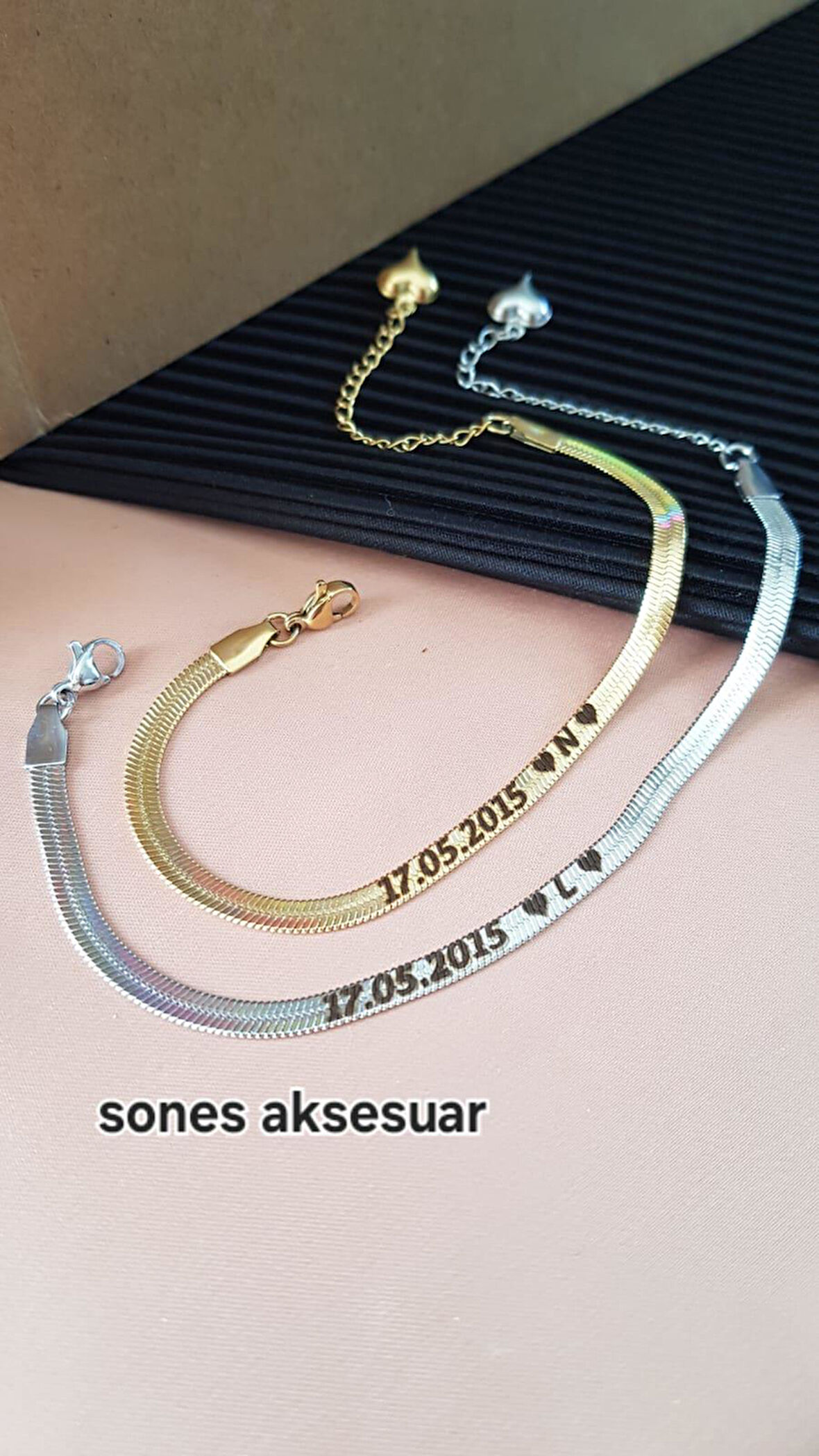 Yazılı Çift Çelik Bileklik Sns098