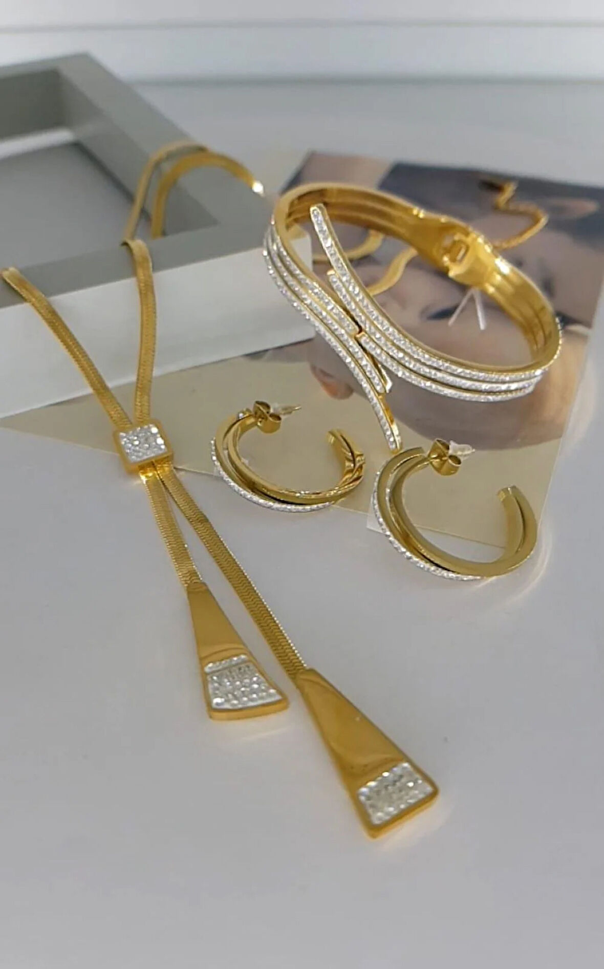 Elena 316L Kararmaz Çelik Takı Seti