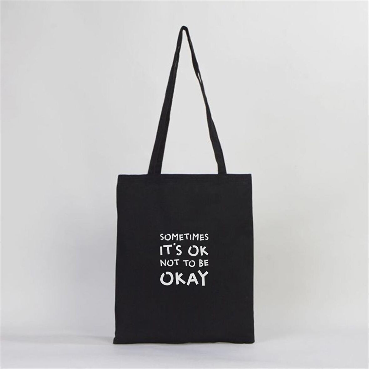 IT'S OKAY Motto Baskılı Bez Çanta