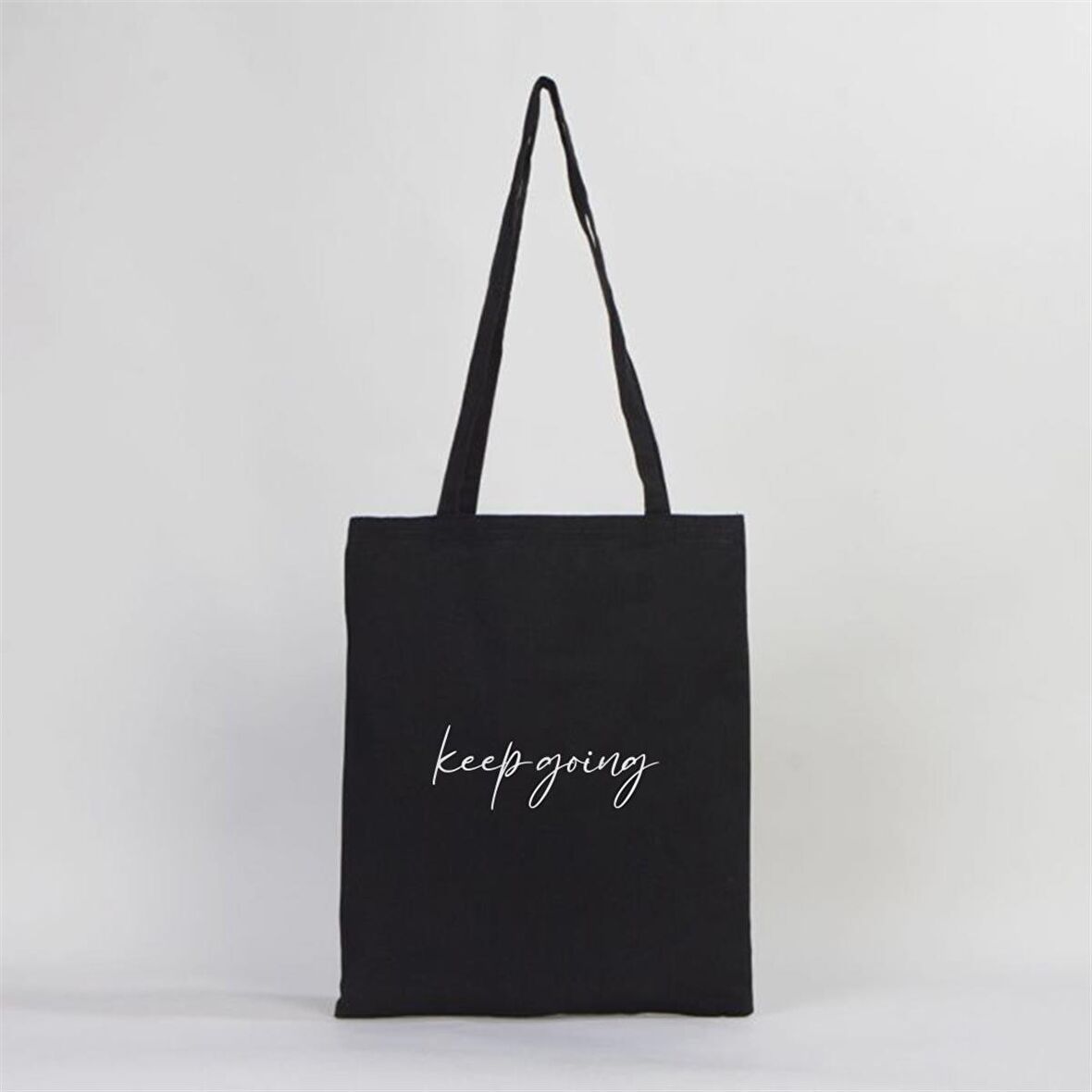 Keep Going Motto Baskılı Bez Çanta