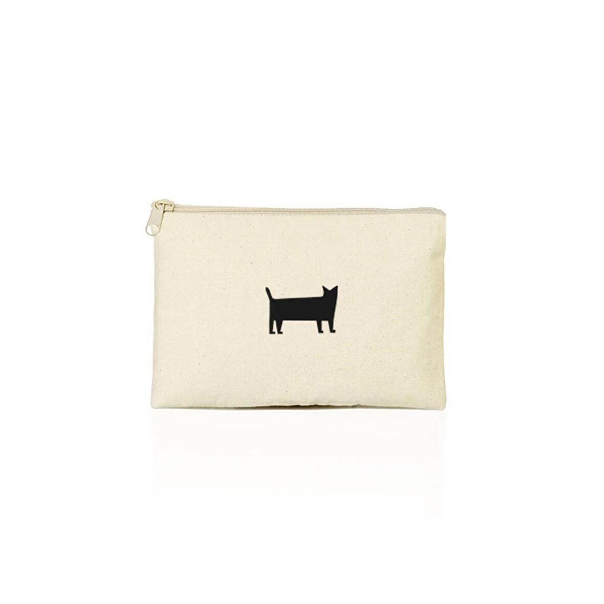 Siyah Kedi Baskılı Clutch Makyaj Çantası