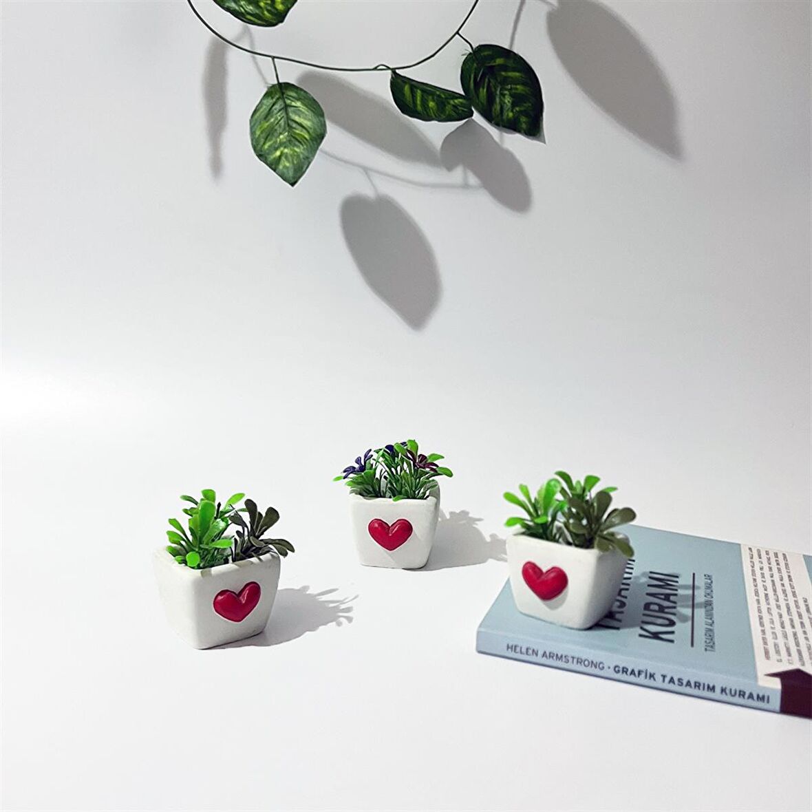 Beton Dekoratif Mini Kalpli Saksı Set