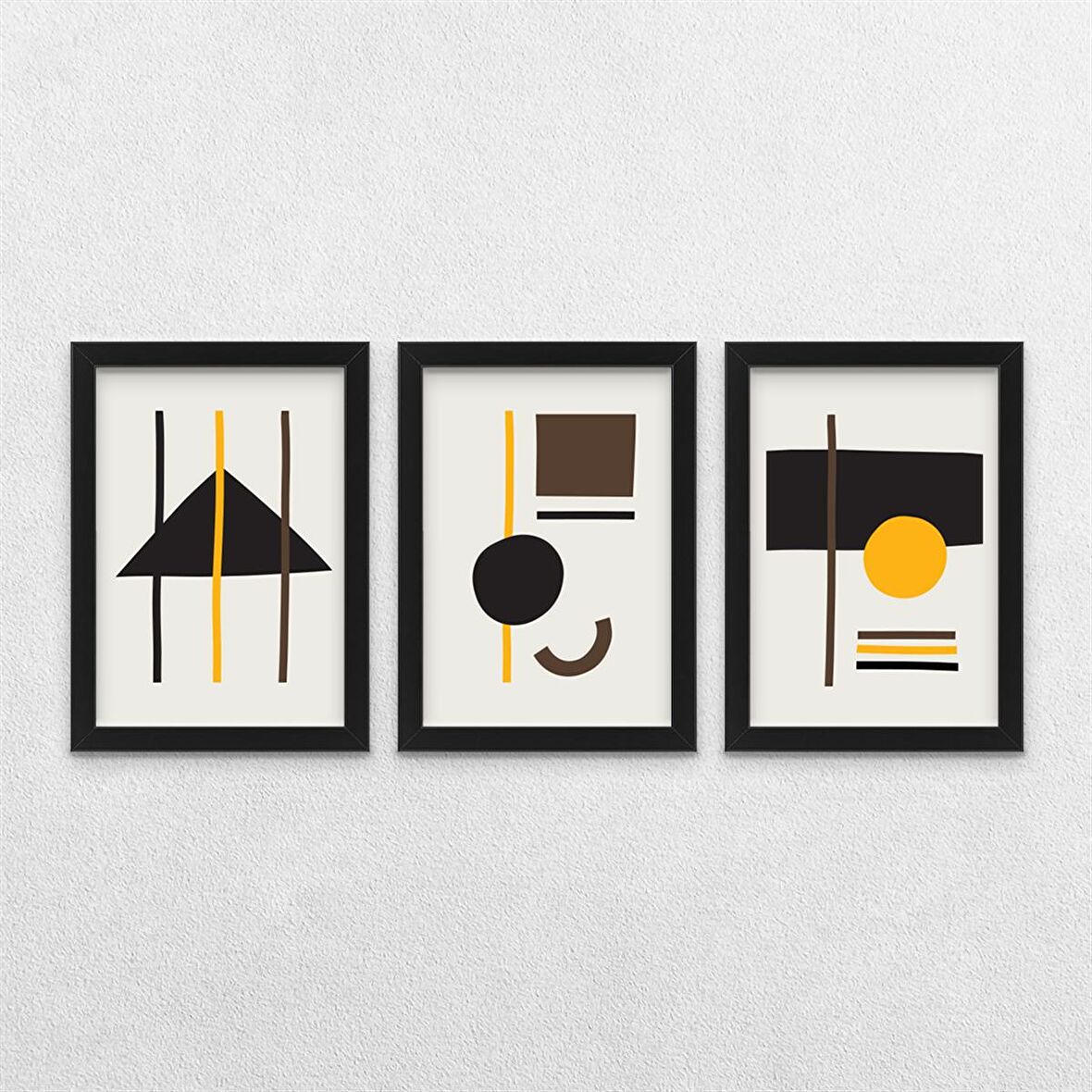 Geometrik Şekiller 3'lü Çerçeveli Tablo Seti 13x18 cm
