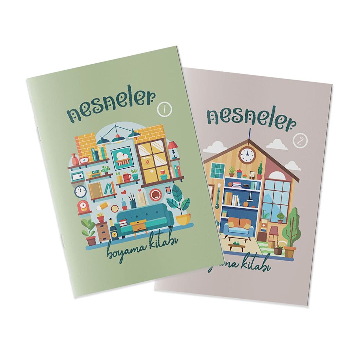 Çocuklar İçin Eğitici Boyama Kitabı Nesneler 2'li Set