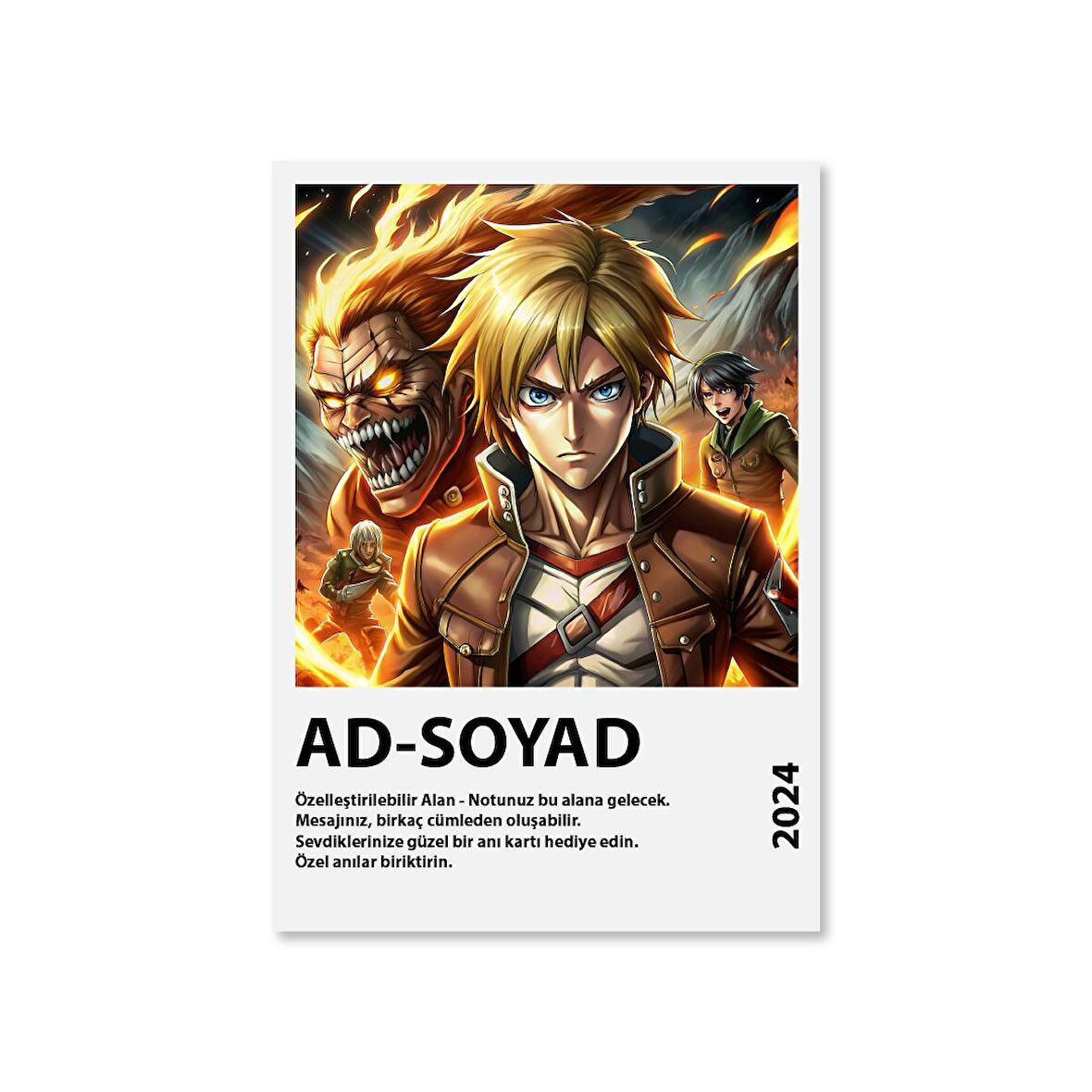 Attack on Titan Anime Serisi Özelleştirilebilir Poster Kart
