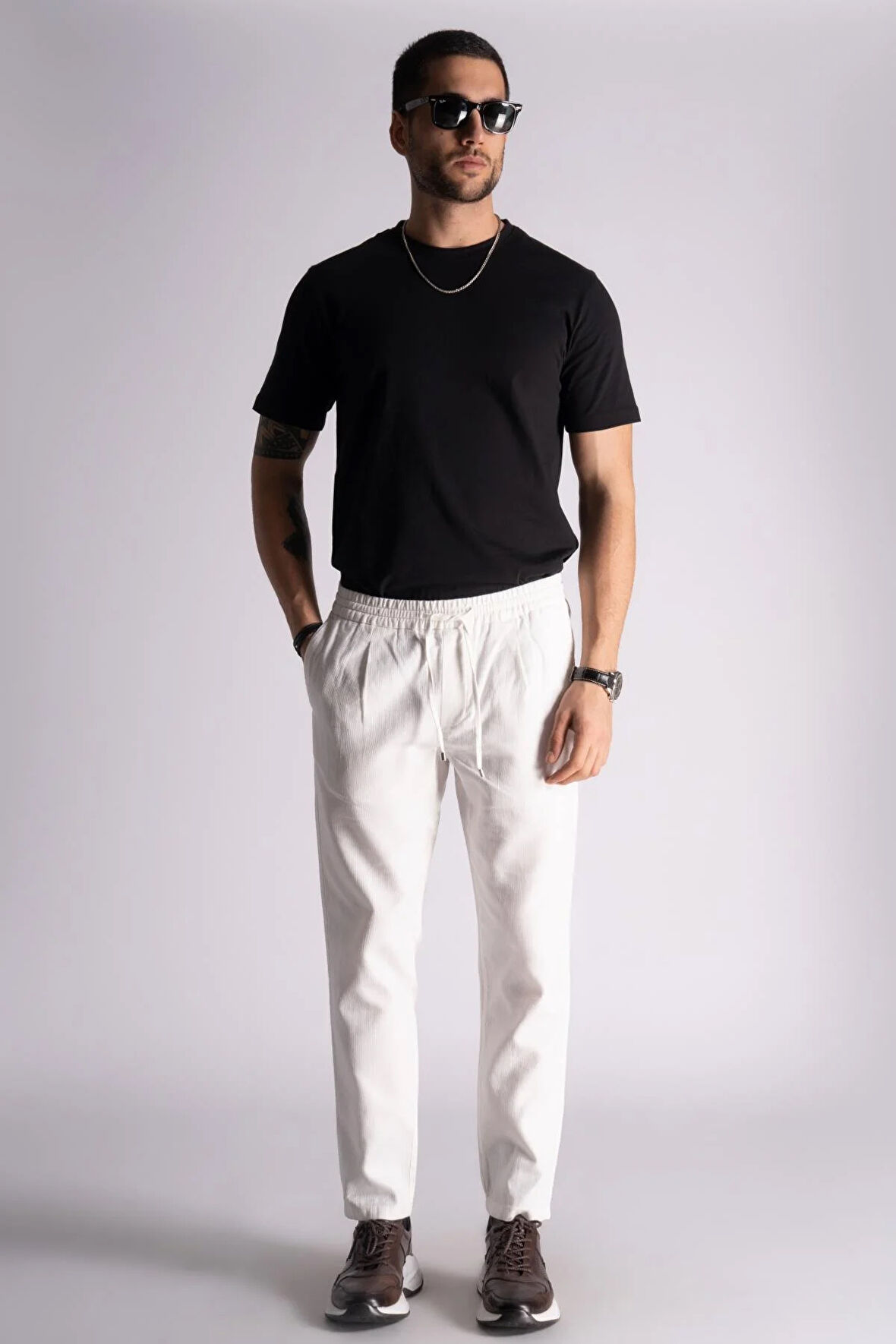 Slim Fit Jogger Bel Pantolon  Ekru