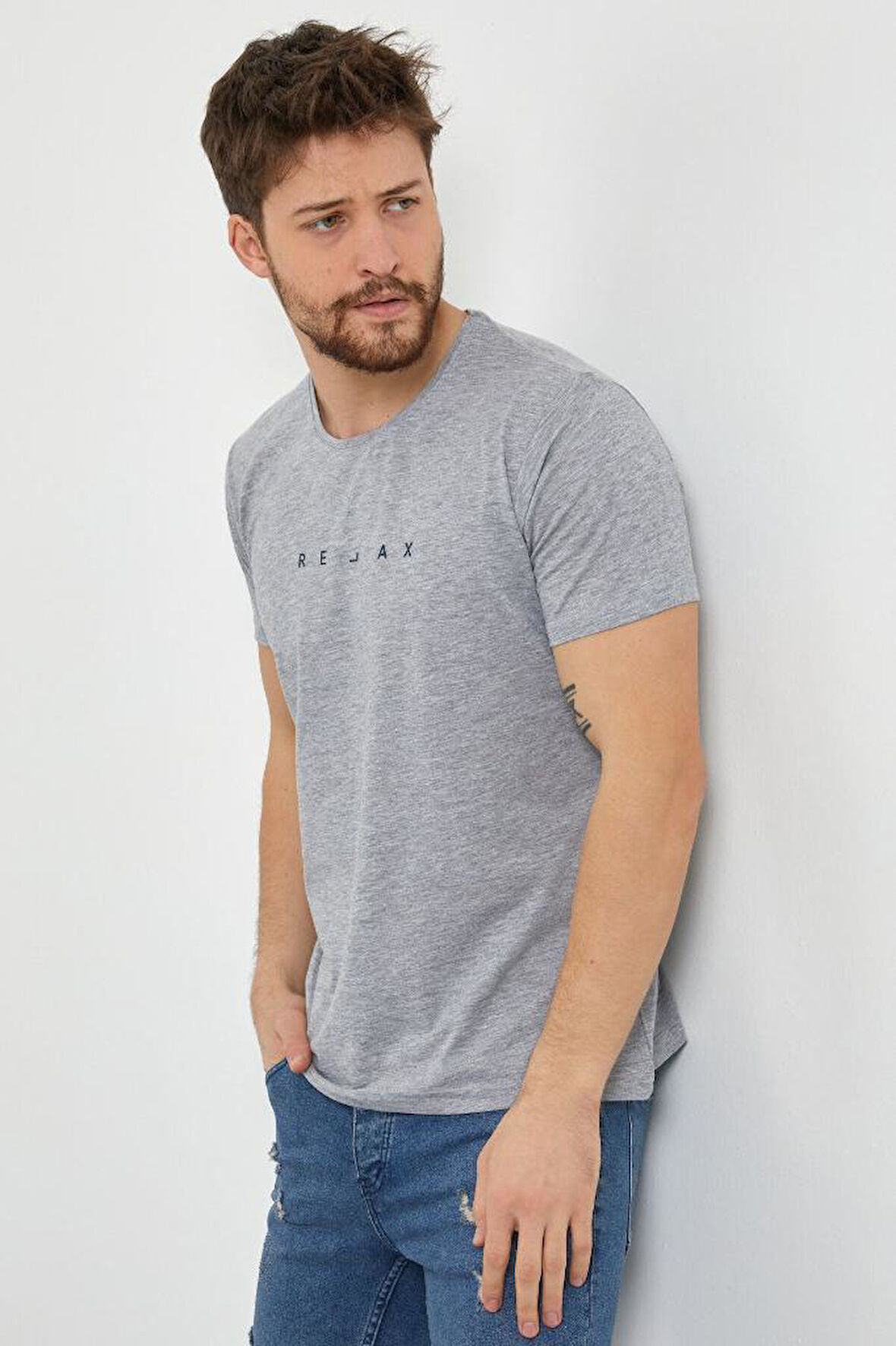 Erkek Relax Baskılı Slim Fit T-Shirt