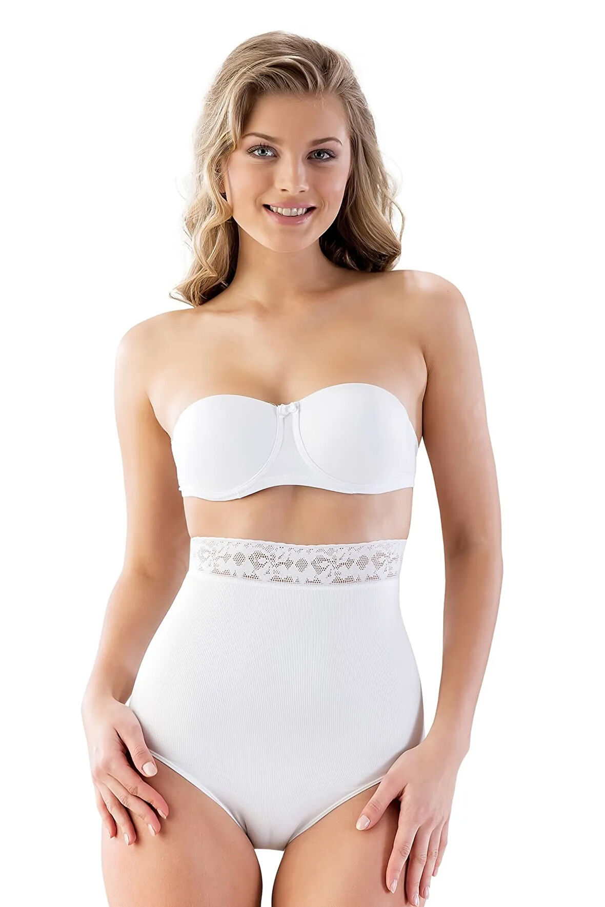 2028 Dikişsiz İz Yapmaz Beli Dantelli Silikonlu Slip Lohusa Korse