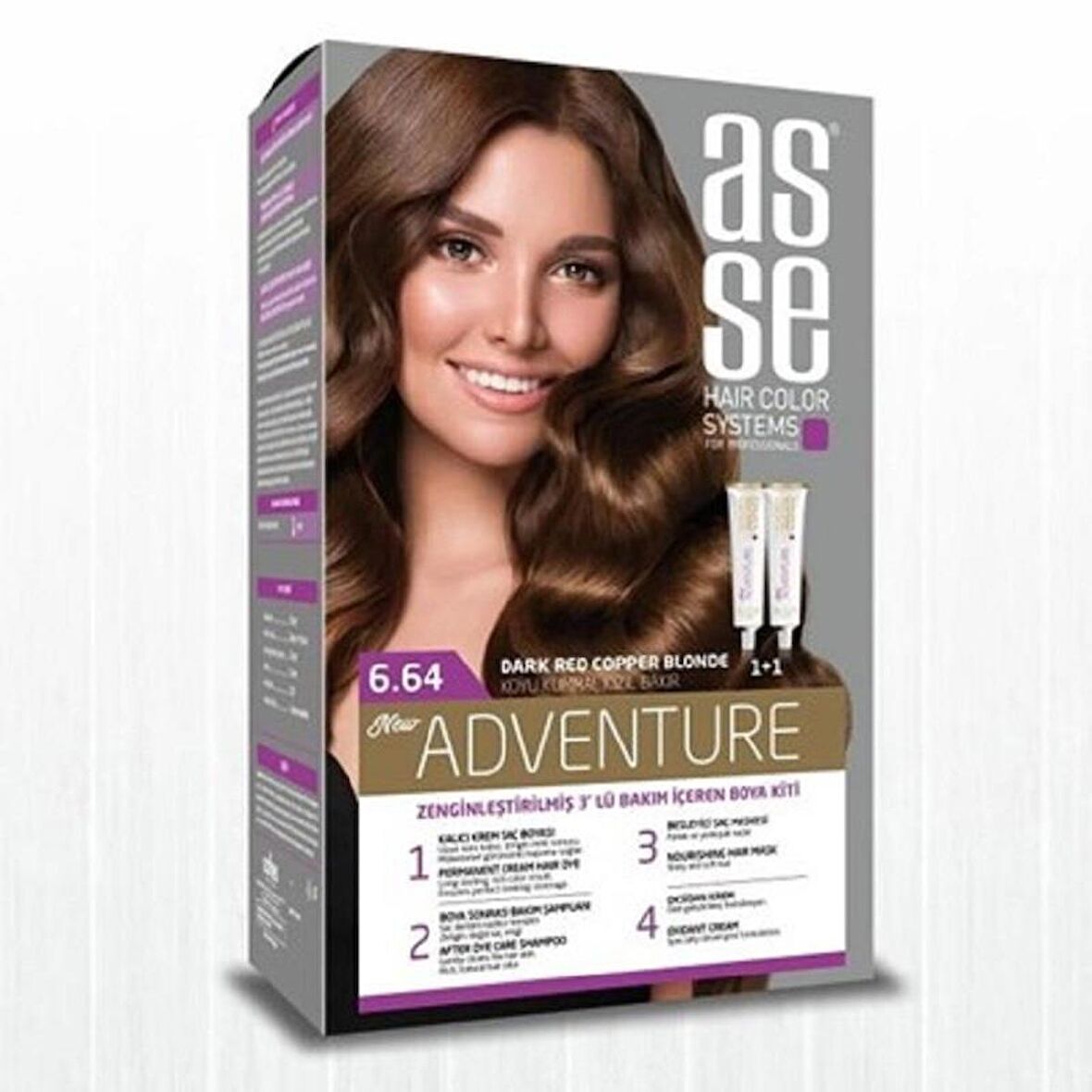 Asse Hair Color System Saç Boyası Koyu Kumral Kızıl Bakır No: 6.64