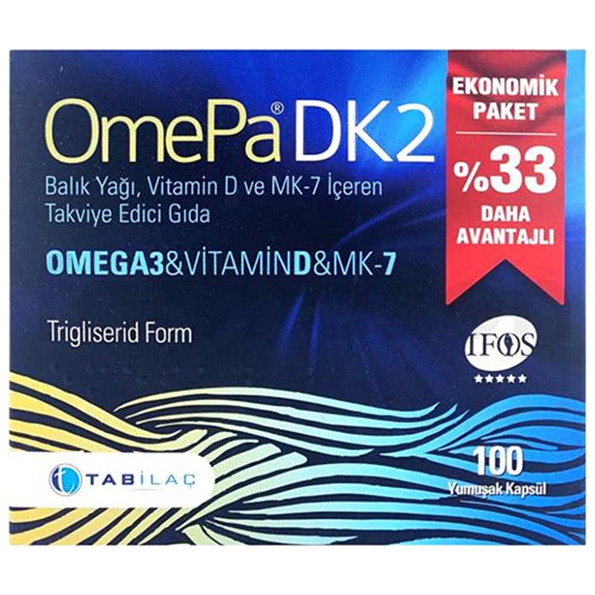 Omepa DK2 Omega 3 & Vitamin D & MENAQ7 100 Yumuşak Kapsül