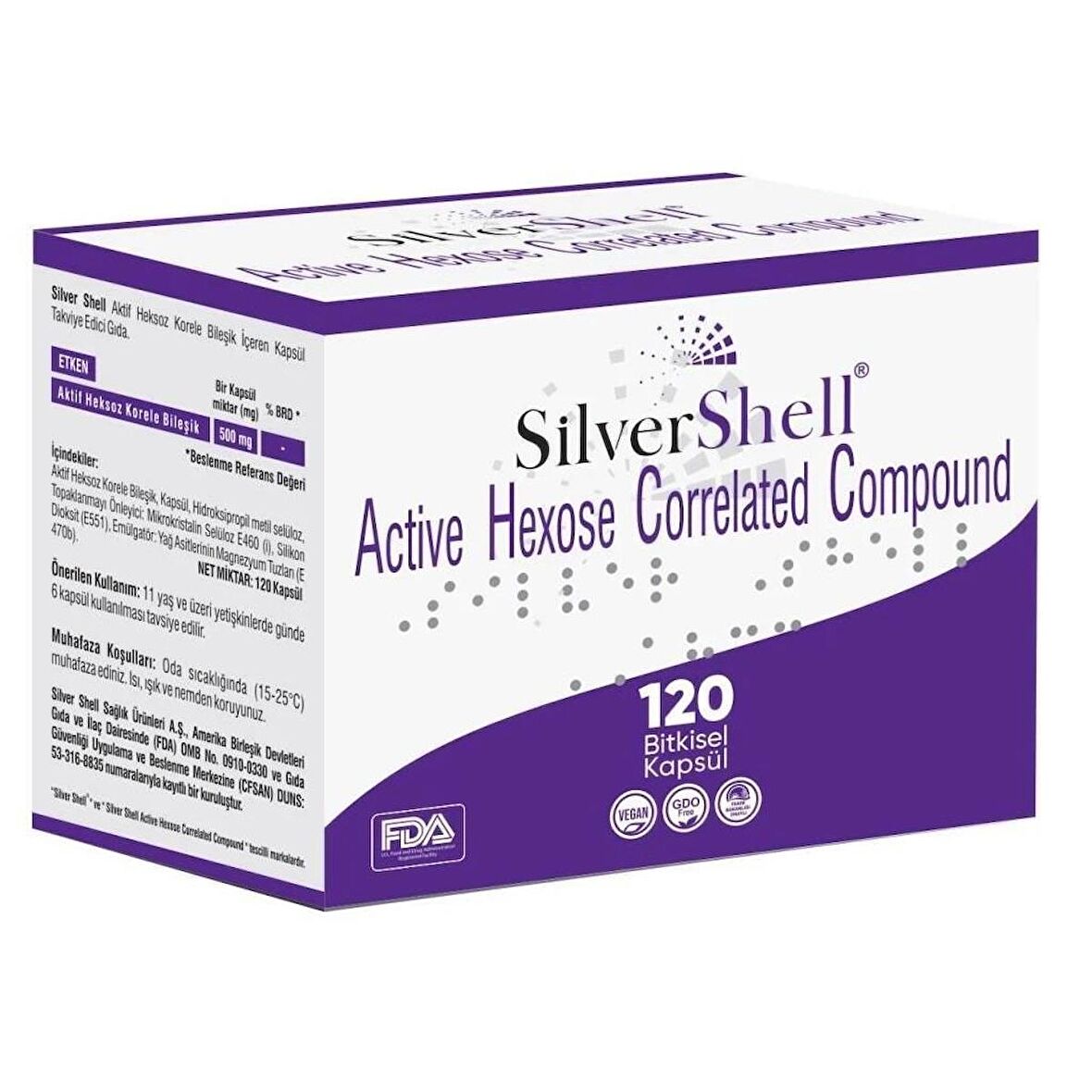 Silver Shell Ahcc 500 mg 120 Vegan Kapsül