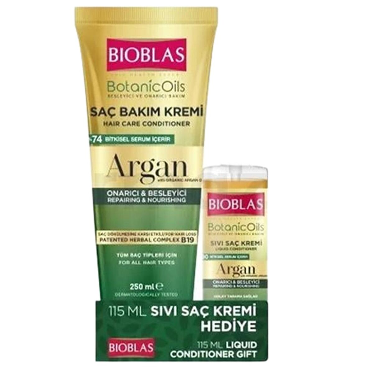 Bioblas Argan Saç Bakım Kremi 250 ml + Sıvı Saç Kremi 115 ml Hediye