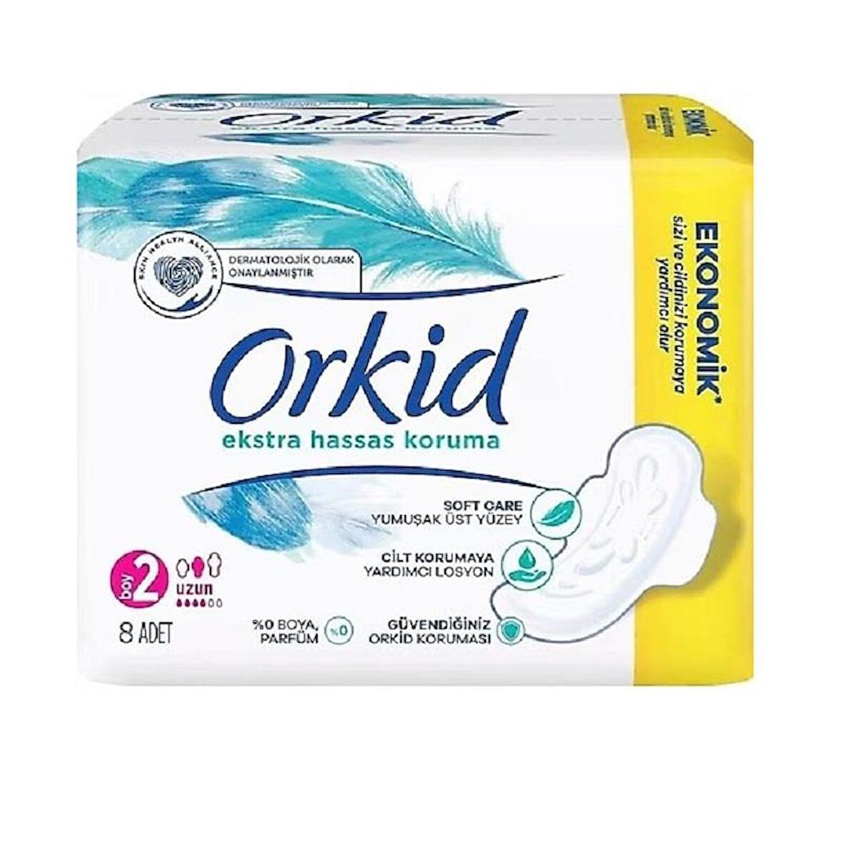 Orkid Extra Ekonomik Paket Hijyenik Ped Hassas Koruma Uzun 2 Numara 8'li