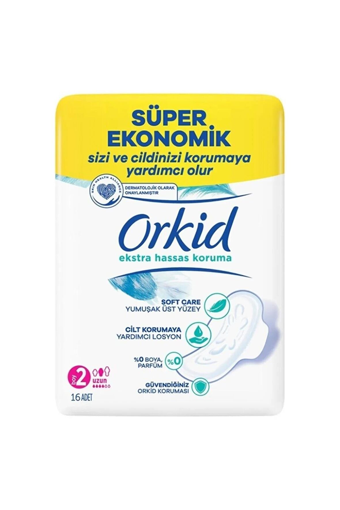 Orkid Extra Hijyenik Ped Hassas Koruma Dörtlü Uzun 16'lı