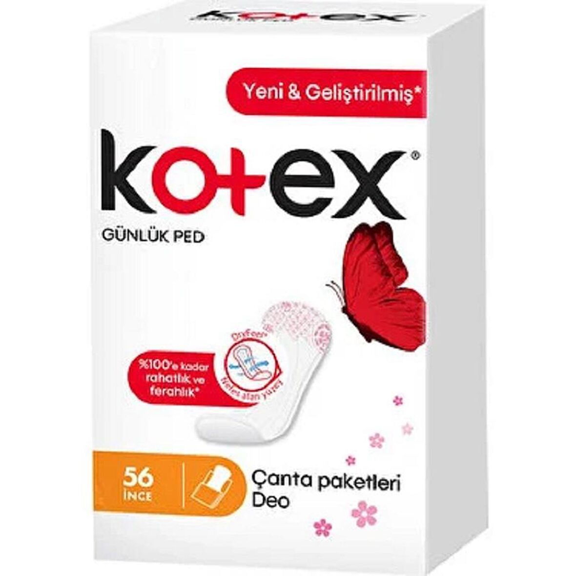 Kotex İnce Günlük Ped Parfümlü Çanta Paketleri 56'lı