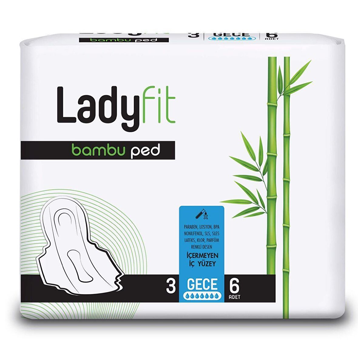 Ladyfit Bambu Ped Gece 6'lı No: 3