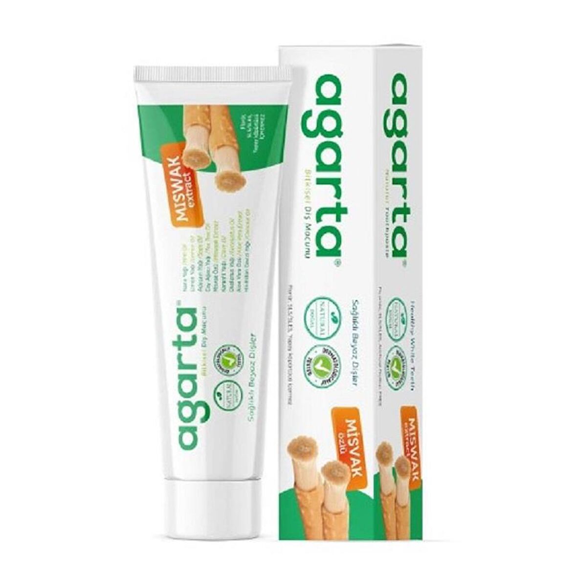 Agarta Bitkisel Diş Macunu Misvak Özlü Tüp 100 ml