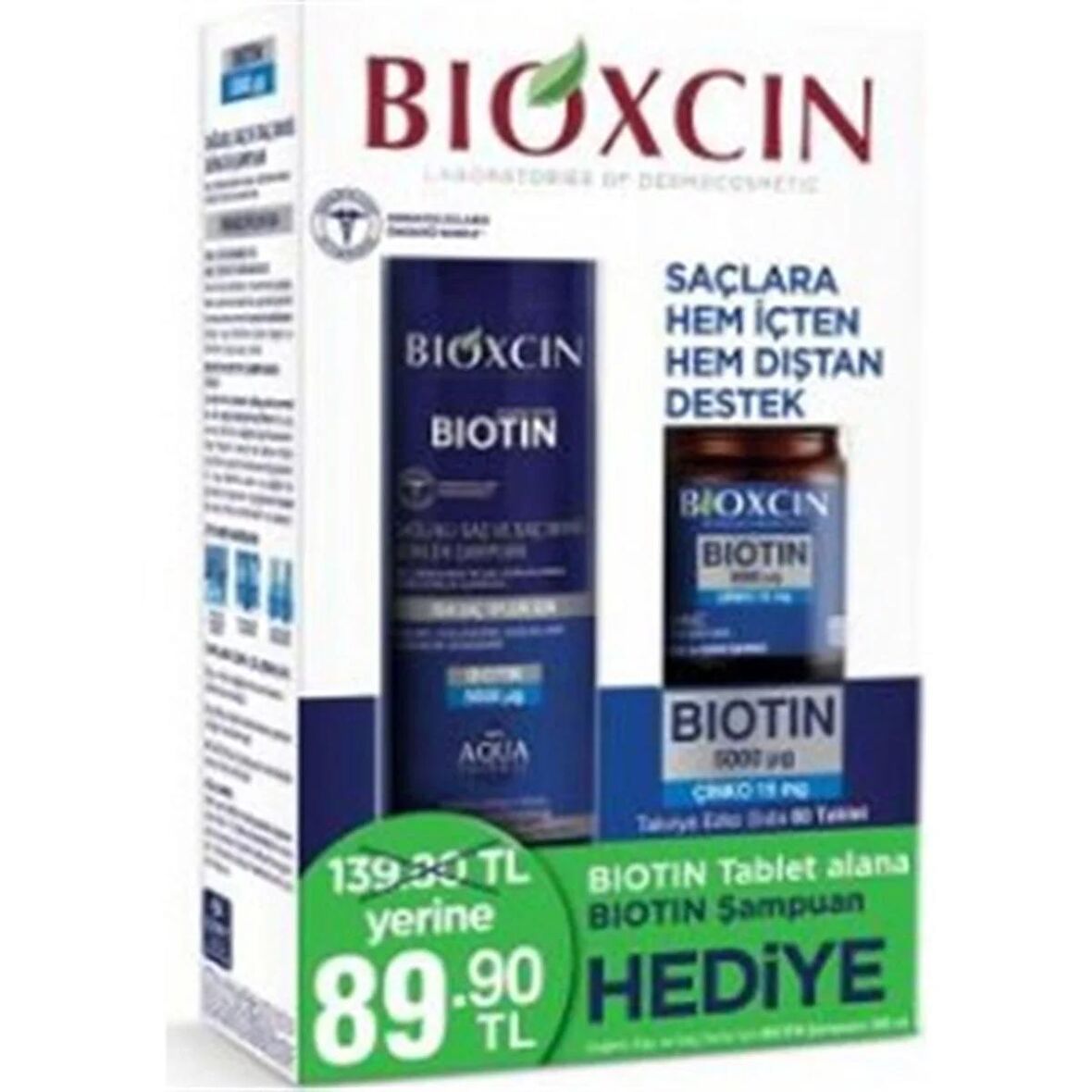 Bioxcin Biotin 5000 mg + Çinko 15 mg 60 Tablet + 300 ml Şampuan Hediyeli