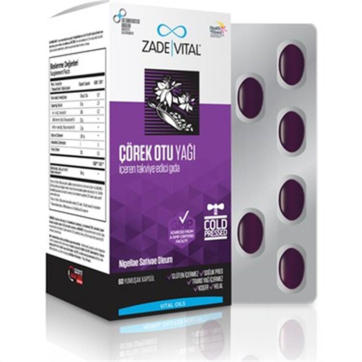 Zade Vital Çörek Otu Yağı 900 mg 60 Blister Kapsül