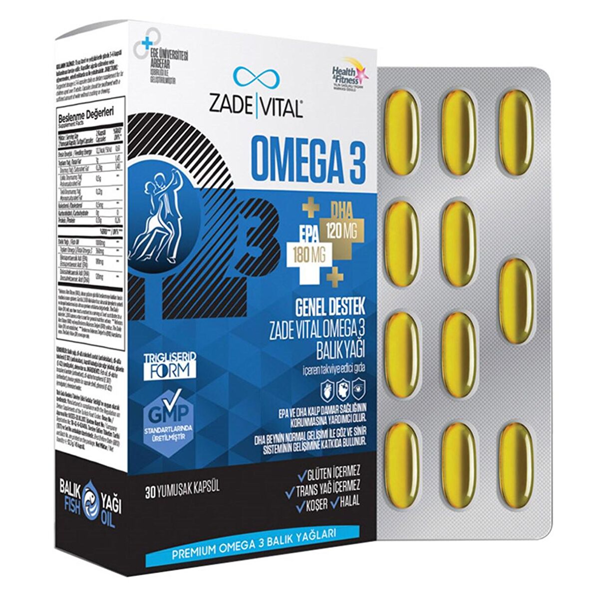 Zade Vital Omega 3 Balık Yağı Premium 45 Kapsül