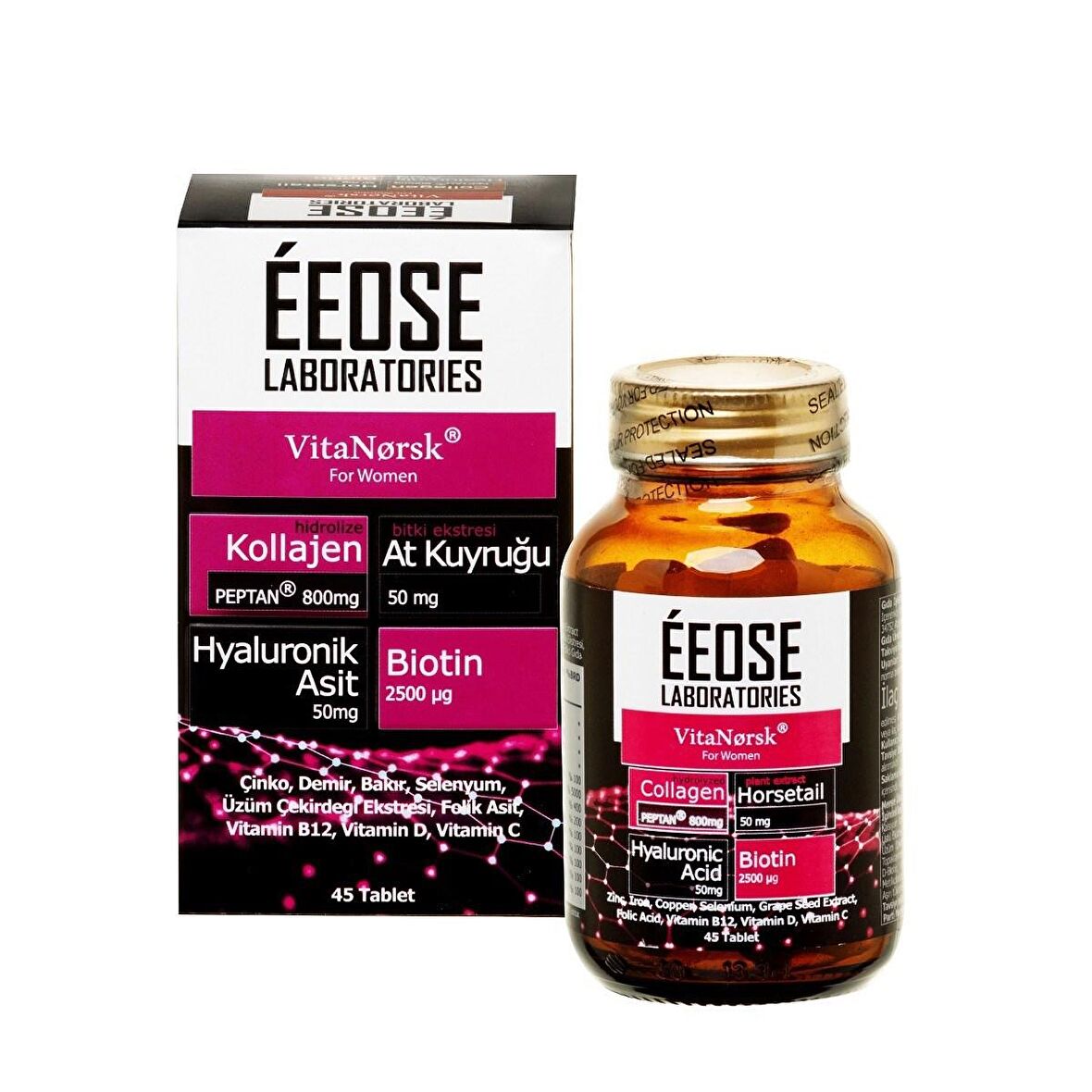 Eeose Collagen & Hyaluronik Asit & Biotin & C Vitamin 45 Tablet