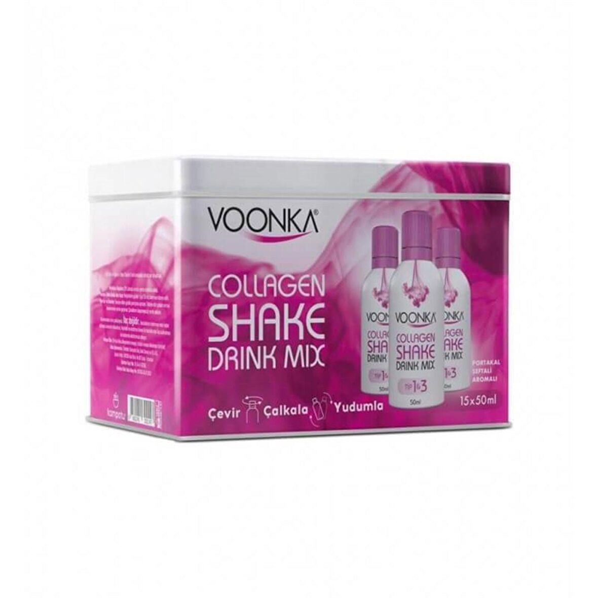 Voonka Beauty Collagen Shake Drink Mix Portakal Şeftali Aromalı 15 x 50 ml