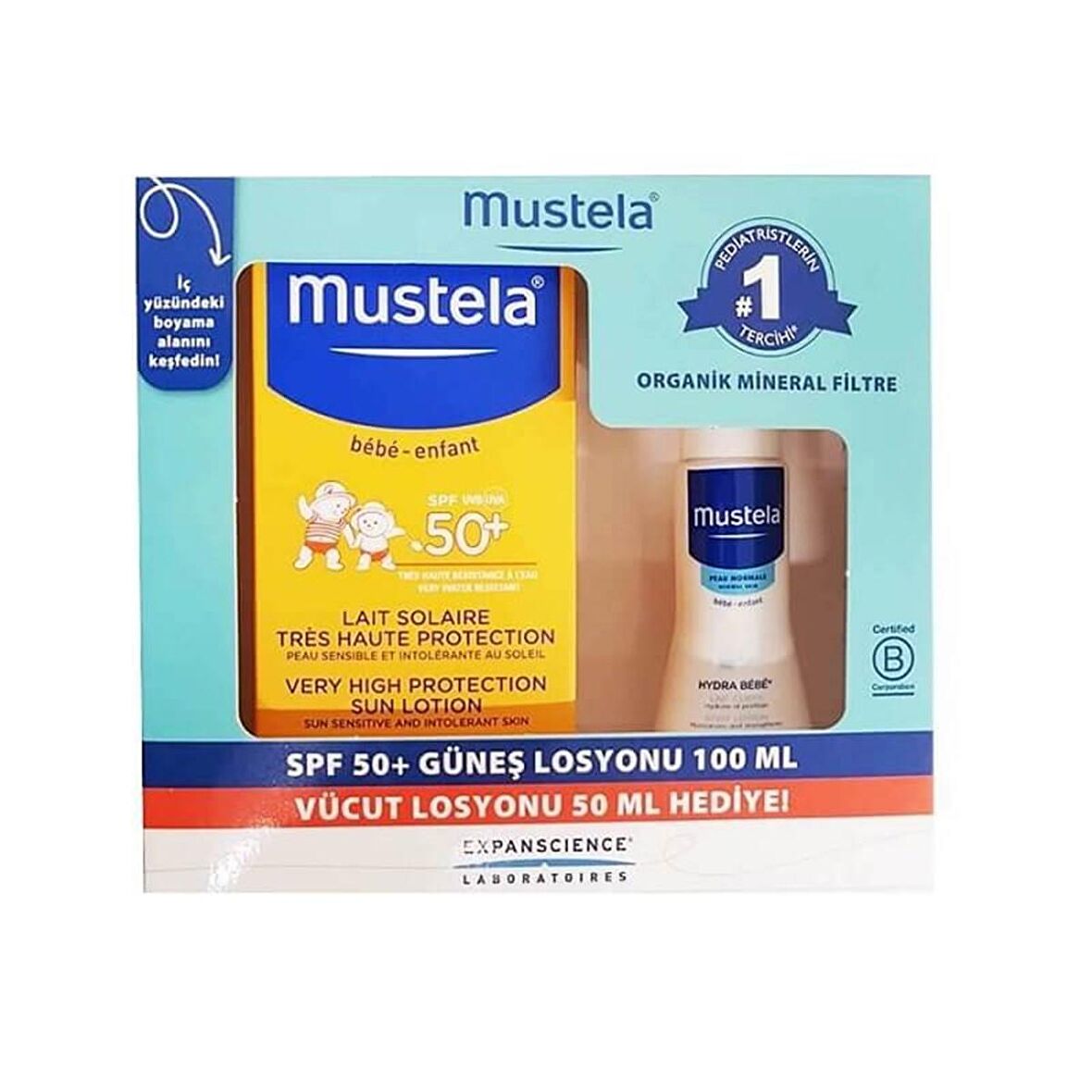 Mustela Güneş Losyonu SPF50 100 ml + Mustela Hydra Bebe 50 ml