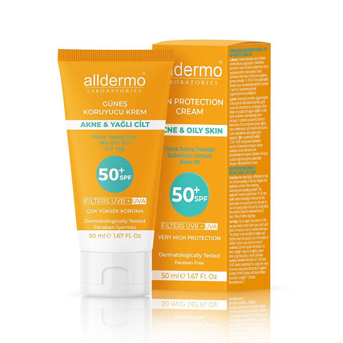 Alldermo Akne ve Yağlı Ciltler için Güneş Kremi SPF50 50 ml