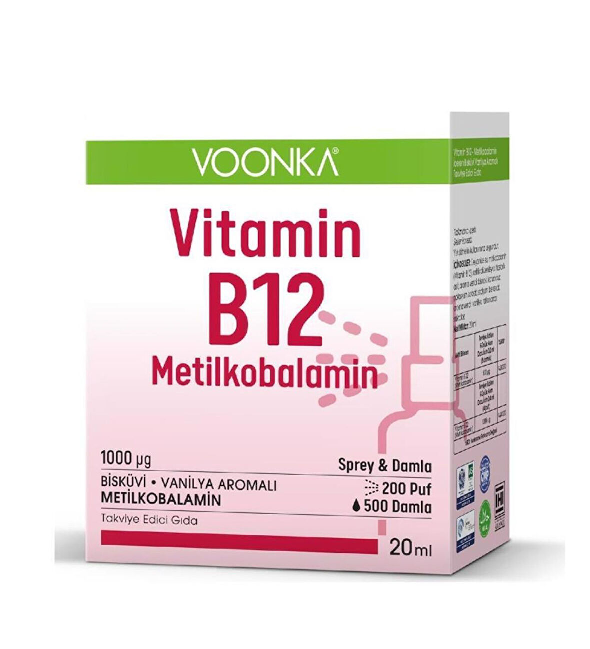 Voonka B12 Metilkobalamin Sprey & Damla 20 ml