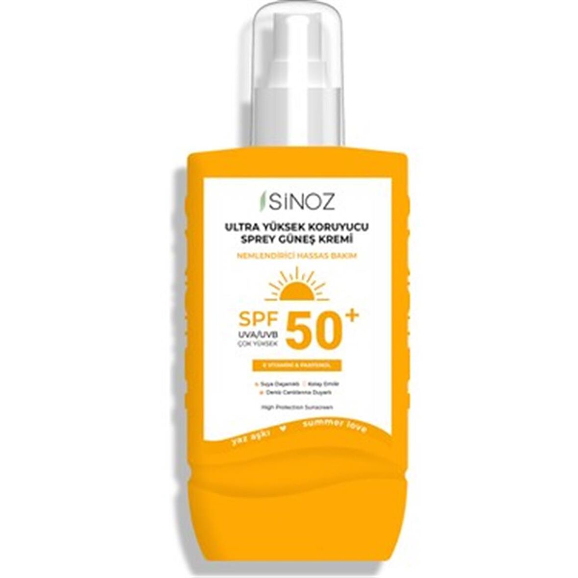 Sinoz Ultra Yüksek Koruyucu Vücut Güneş Kremi Nemlendirici Hassas Bakım Sprey SPF50+ 200 ml