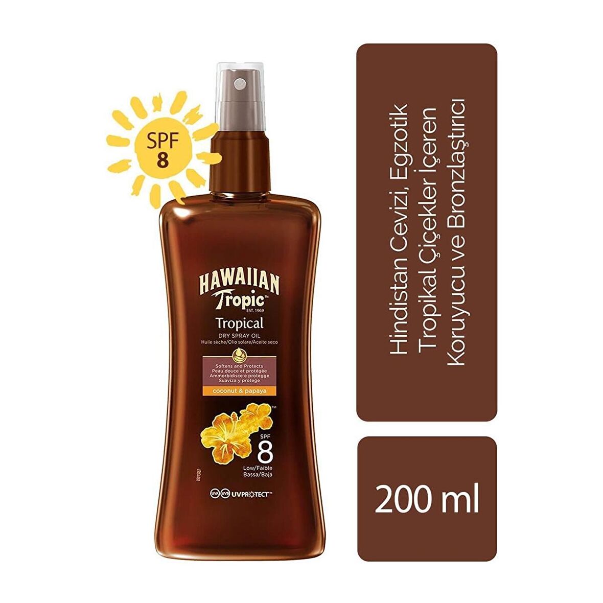 Cire Aseptine Bronzlaştırıcı Güneş Yağı SPF8 200 ml