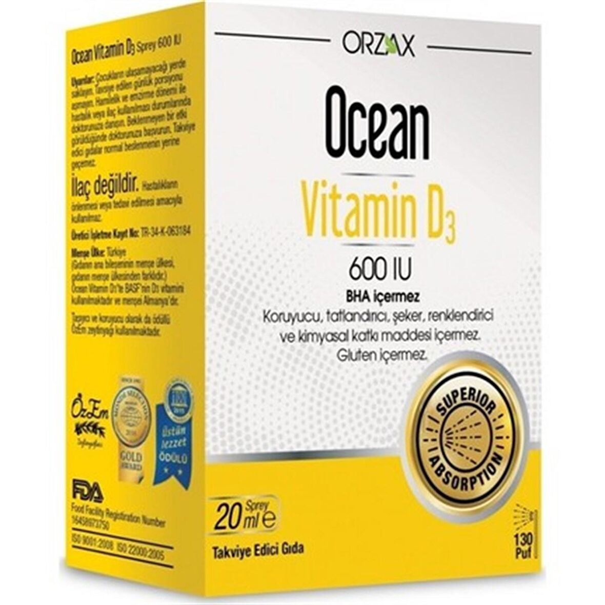 Ocean Vitamin D3 600 IU Oral Sprey 20 ml