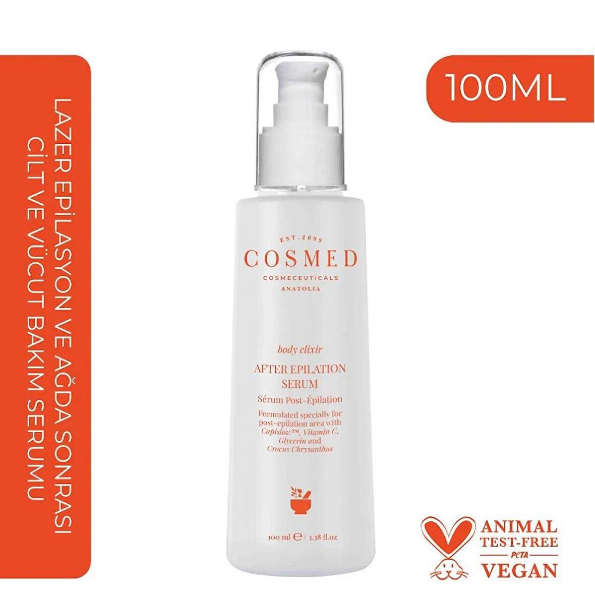 Cosmed Body Elixir After Epilation Serum - Lazer Epilasyon ve Ağda Sonrası Cilt ve Vücut Bakım Serumu 100 ml