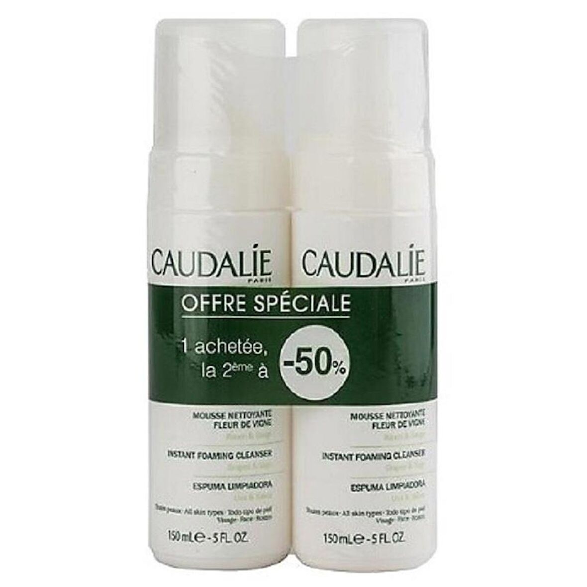 Caudalie Instant Foaming Cleanser 2 x 150 ml - Tüm Cilt Tipleri Için Temizleme Köpüğü - İkincisi %50 İndirimli