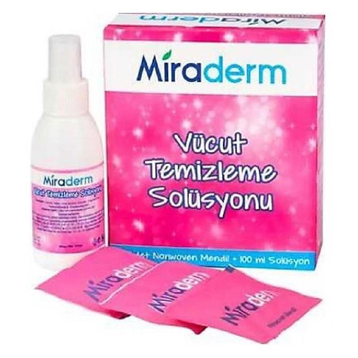 Miraderm Vücut Temizleme Losyonu 20 Yaprak + 100 ml Solüsyon