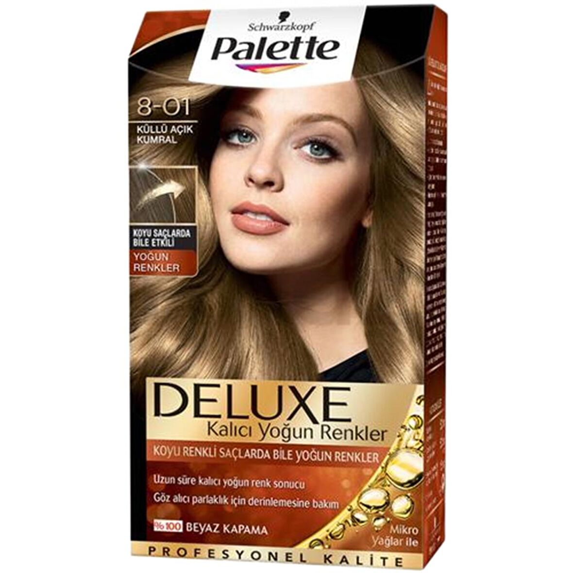 Palette Deluxe Yağ Bakımlı Saç Boyası 8-01 Küllü Açık Kumral