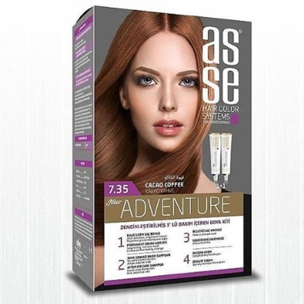 Asse Hair Color System Saç Boyası Kakao Kahve No: 7.35