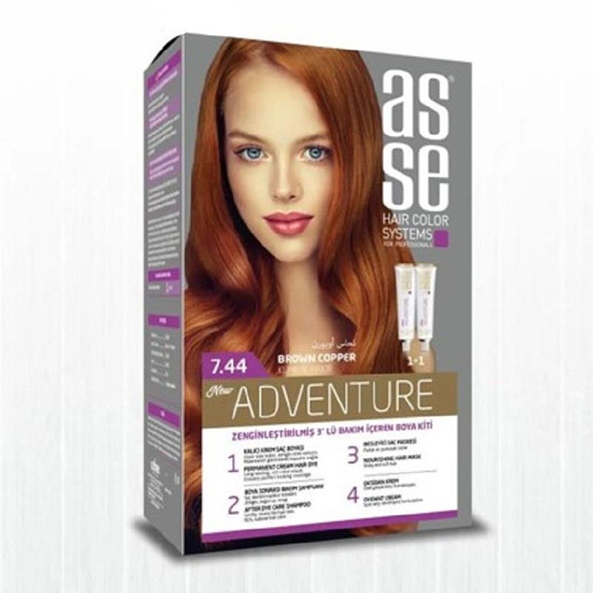 Asse Hair Color System Saç Boyası Kumral Bakır No: 7.44