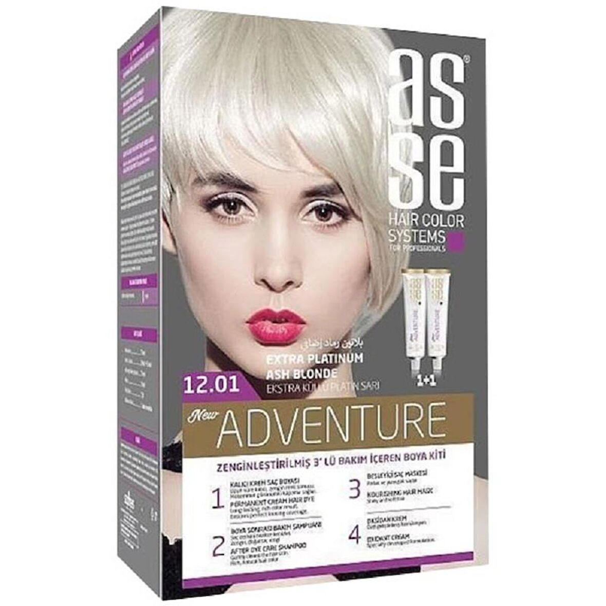 Asse Hair Color System Saç Boyası Extra Küllü Platin Sarı No:12.01