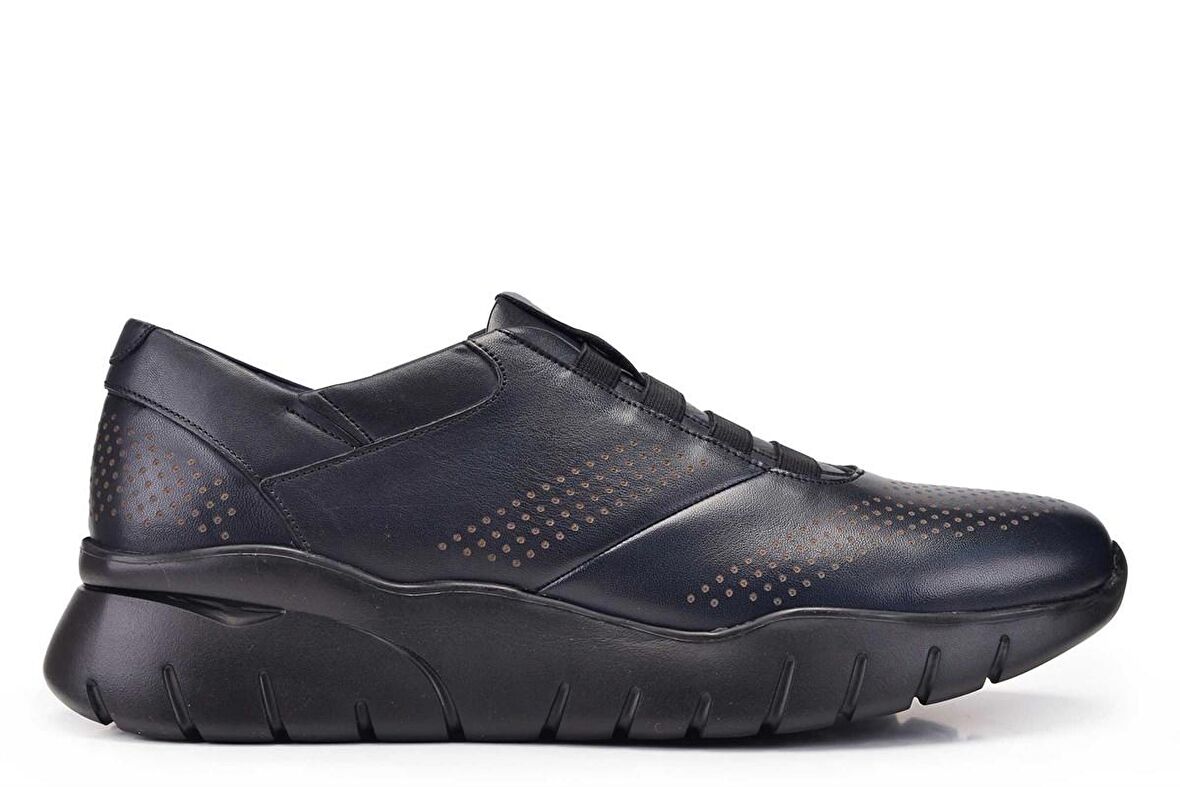 Hakiki Deri Lacivert Sneaker Erkek Ayakkabı -11203-