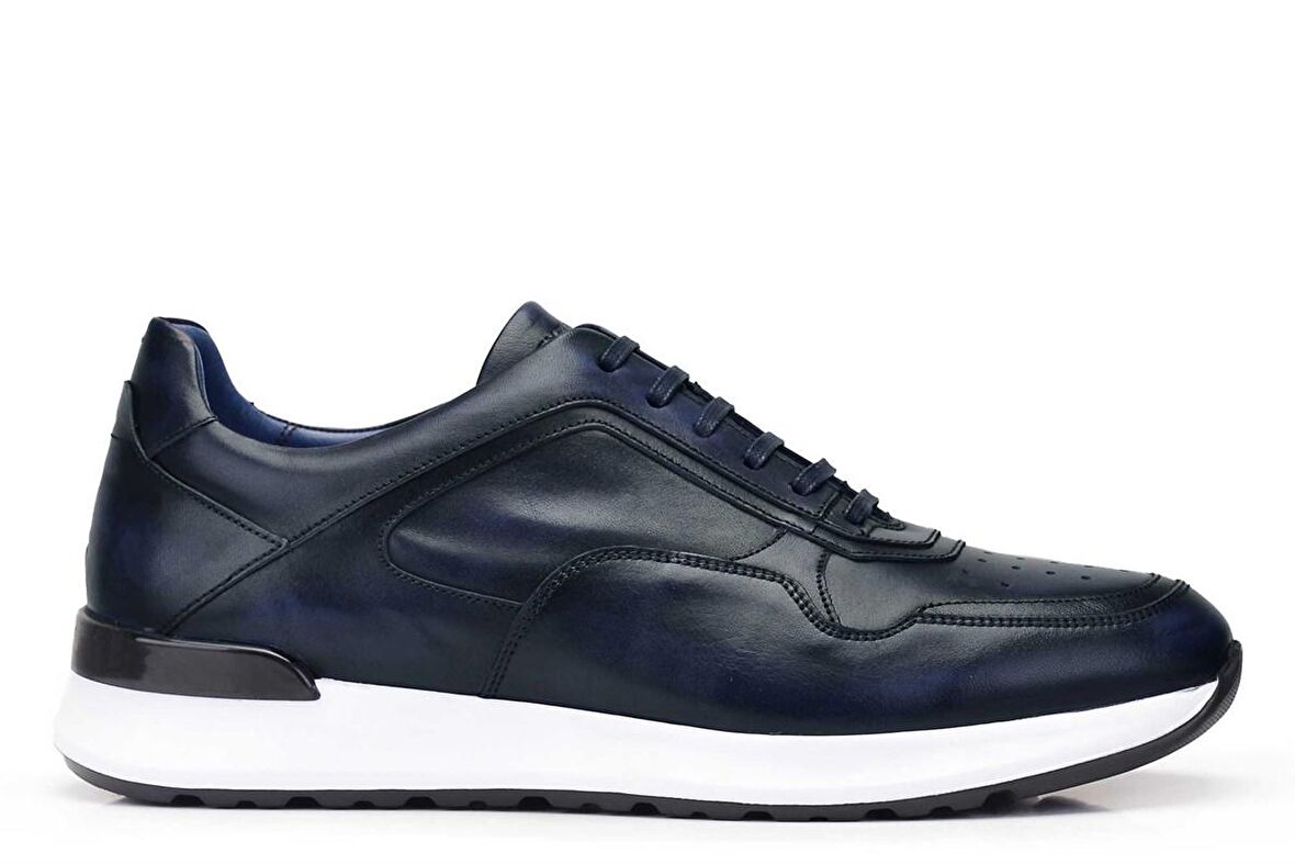 Hakiki Deri Lacivert Sneaker Erkek Ayakkabı -11781-