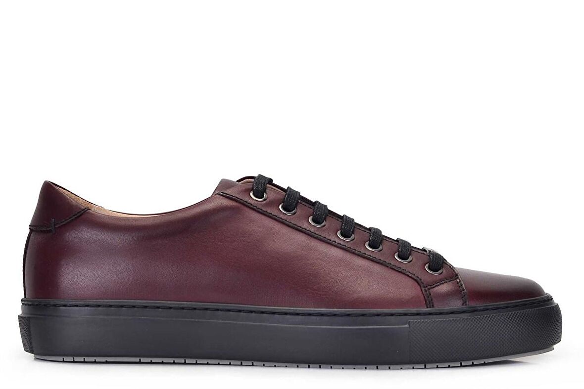 Hakiki Deri Bordo Sneaker Erkek Ayakkabı -10732-