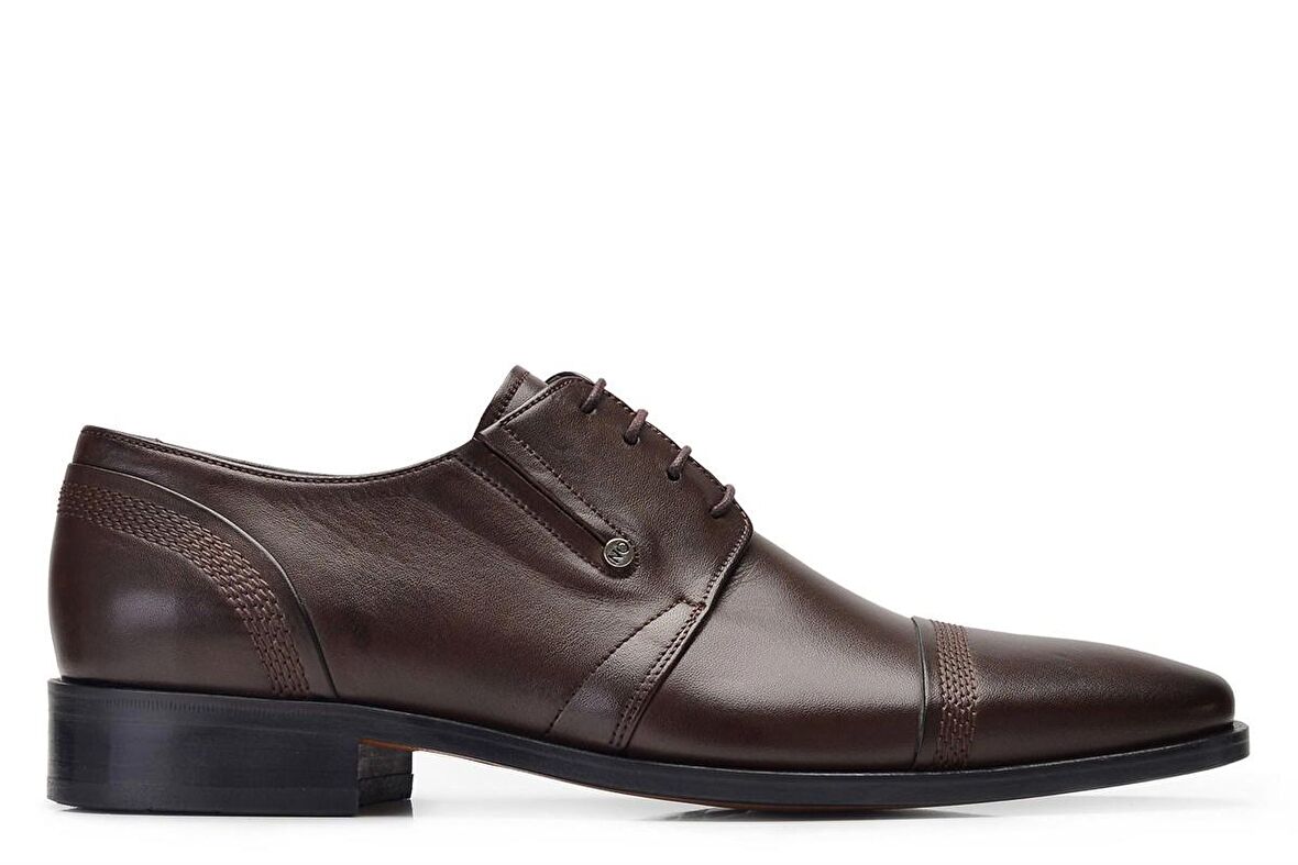 Kahverengi Klasik Bağcıklı Kösele Erkek Ayakkabı -11360-