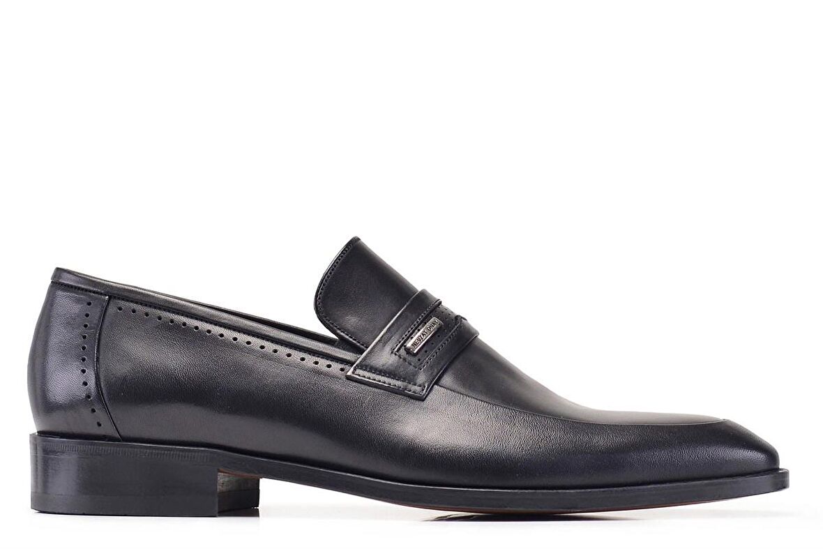 Siyah Klasik Loafer Kösele Erkek Ayakkabı -10122-