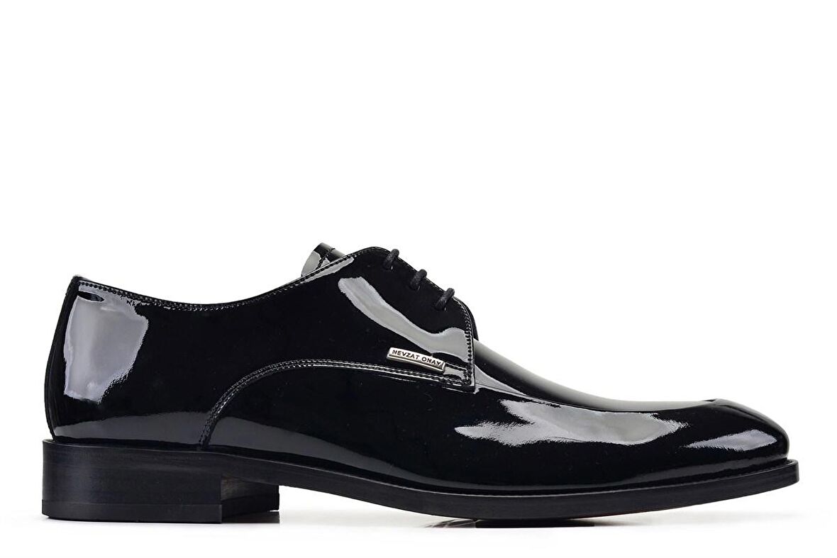 Hakiki Deri Siyah Klasik Bağcıklı Kösele Erkek Ayakkabı -10018-