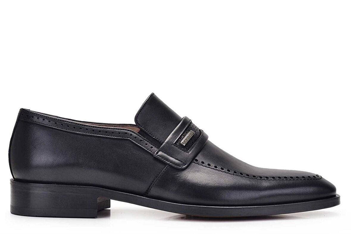 Siyah Klasik Loafer Kösele Erkek Ayakkabı -9090-