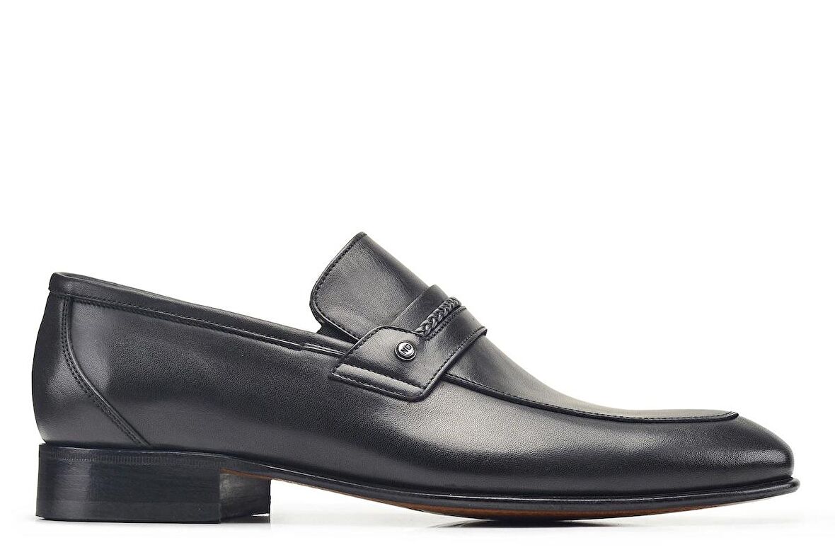 Siyah Klasik Bağcıksz Kösele Erkek Ayakkabı -63171-