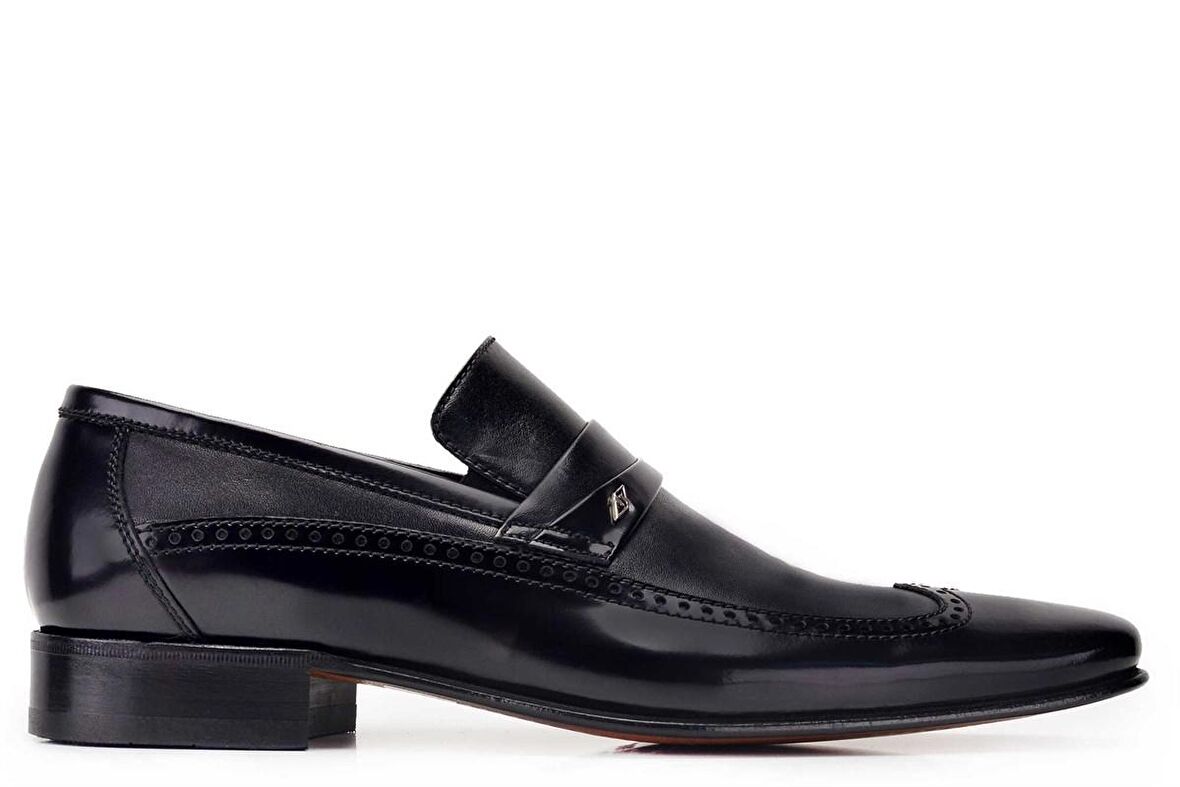 Siyah Klasik Loafer Kösele Erkek Ayakkabı -6968-