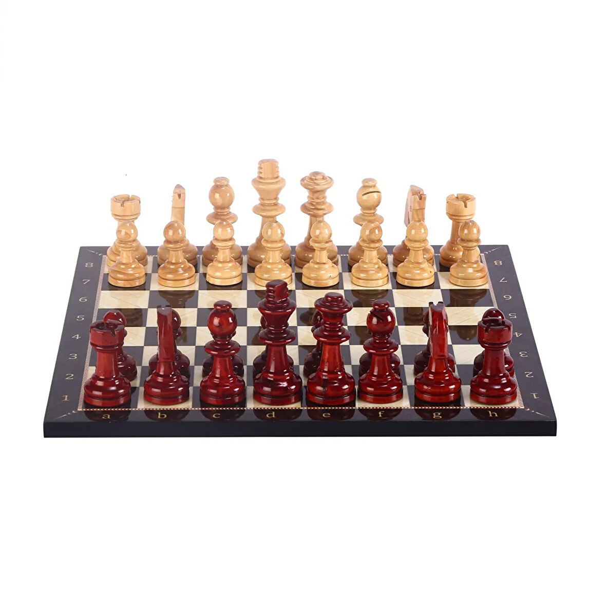 Gifthome, Ahşap Satranç Takımı / Seti; Büyük, El Yapımı, Şimşir,Ceviz Desenli MDF Satranç Tahtası